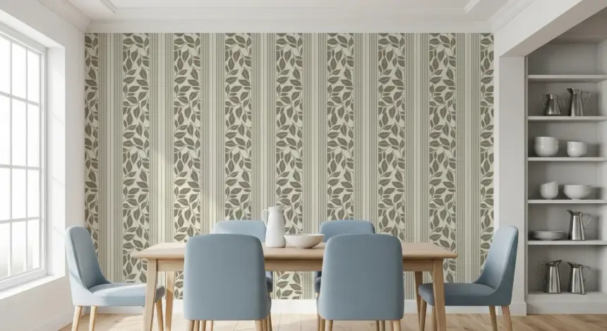 Vintage Trailing Foliage Olive Green Wallpaper
