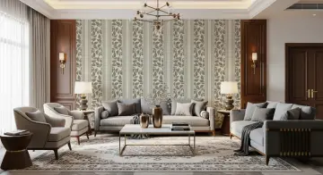 Elegant Botanical Striped Foliage Pattern Wallpaper