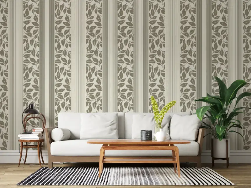 Vintage Trailing Foliage Olive Green Wallpaper