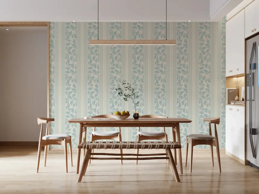 Vintage Trailing Foliage Powder Blue Wallpaper