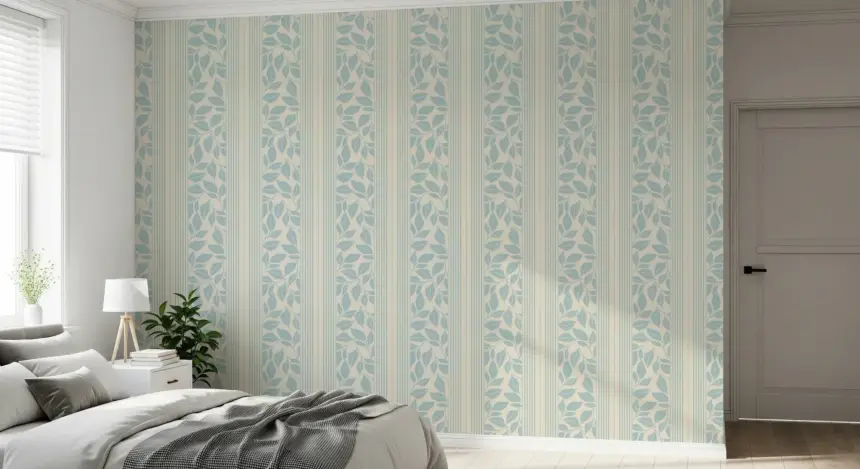 Vintage Trailing Foliage Powder Blue Wallpaper