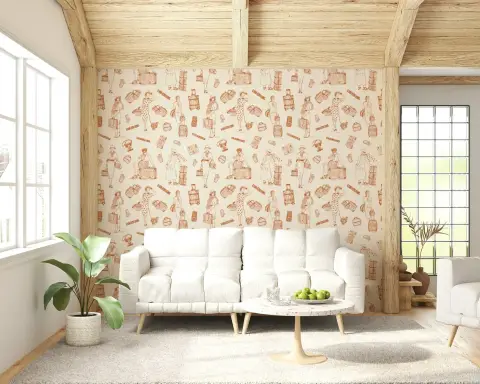Elegant Vintage Travel Motif Wallpaper for Modern Interiors