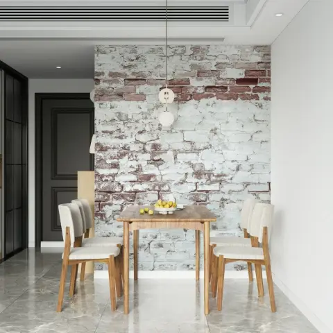 Distressed Whitewashed Brick Texture Wall Mural