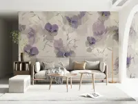 Soft Lavender Floral Watercolour Wall Mural