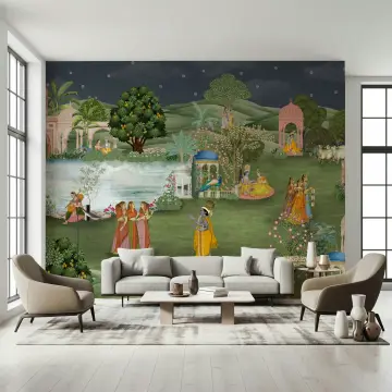 Enchanting Vrindavan Leela Garden Wall Mural