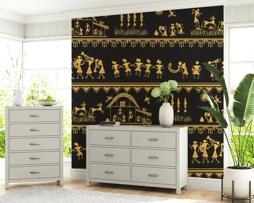 Warli Wisdom Wall Mural