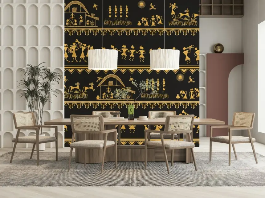 Warli Wisdom Wall Mural