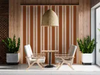 Warm Terracotta Vertical Stripe Wallpaper with Dot Detail