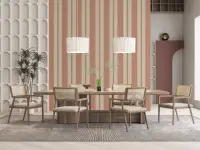 Terracotta Beige Dotted Stripe Wallpaper
