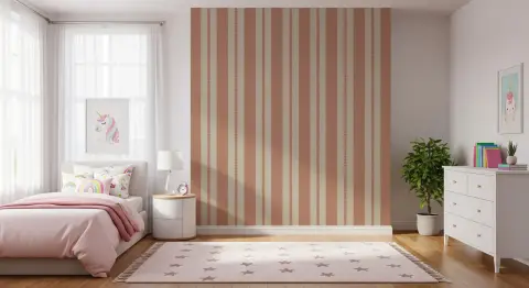 Terracotta Beige Dotted Stripe Wallpaper