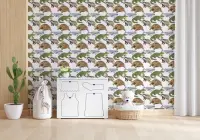Playful Watercolor Wildlife Pattern Kids Wallpaper