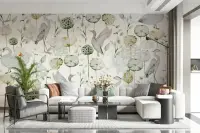 Graceful Waterfowl and Lotus Pond Wall Mural