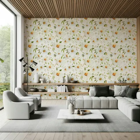Watercolor Daisy Blossom Wall Mural