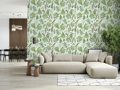 Fresh Green Fern Medley Botanical Wallpaper Mural