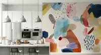 Vibrant Abstract Watercolour Splatter Wall Mural