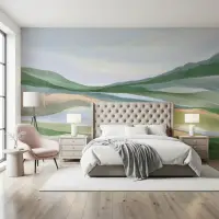 Abstract Hillscape Watercolor Wall Mural