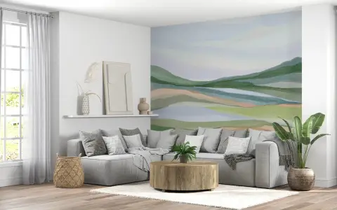 Abstract Hillscape Watercolor Wall Mural