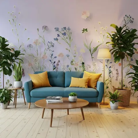 Lavender Meadow Watercolor Floral Wall Mural