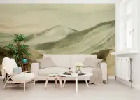 Serene Watercolor Mountain Range Wall Mural