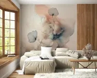 Elegant Watercolor Floral Outline Wall Mural
