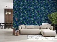 Watercolor Violet Botanical Pattern Wallpaper