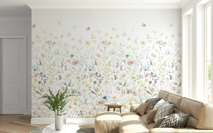 Watercolor Whispers Floral Wall Mural - 3279932