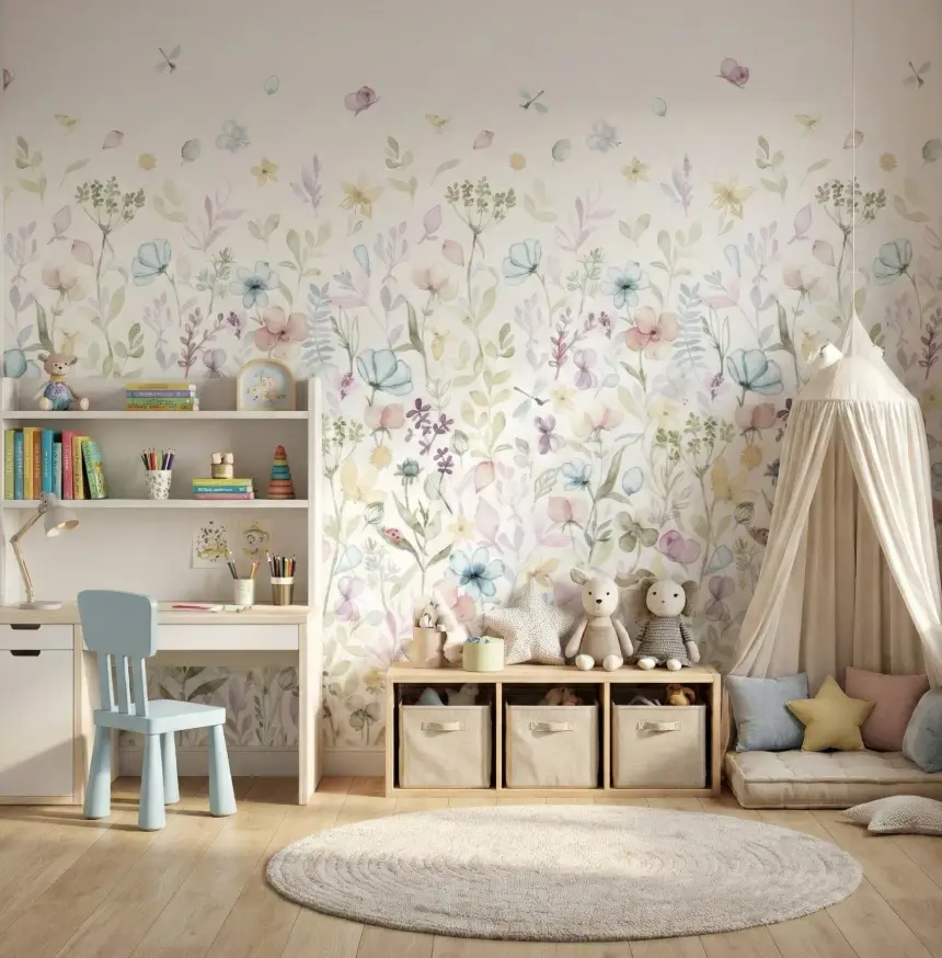 Watercolor Whispers Floral Wall Mural - 3279932