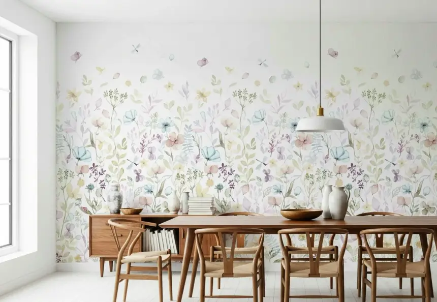Watercolor Whispers Floral Wall Mural - 3279932