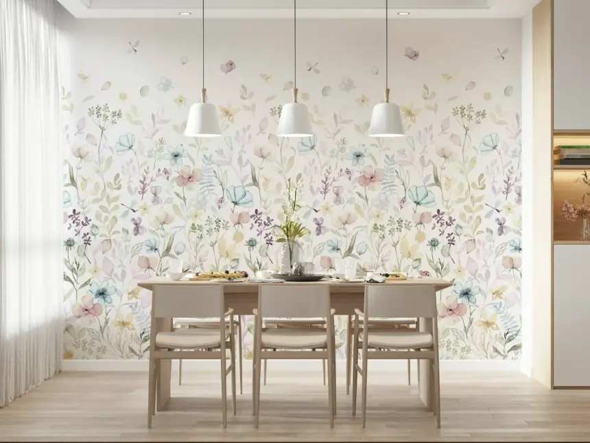 Watercolor Whispers Floral Wall Mural - 3279932