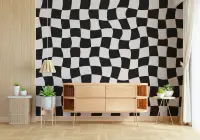 Wavy Checkered Pattern Wall Mural