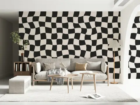 Wavy Checkered Pattern Wall Mural