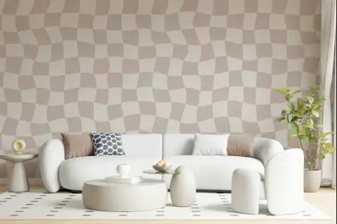Soft Wavy Checkerboard Pattern Wall Mural