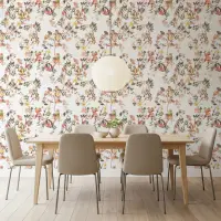 Whimsical Monkey Musicians Floral Wallpaper