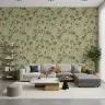 Chinoiserie Monkey & Pink Floral Vine Wallpaper 3