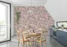 Whimsical Rococo Monkey and Floral Vine Pink Wallpaper 2