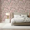 Whimsical Rococo Monkey and Floral Vine Pink Wallpaper 4