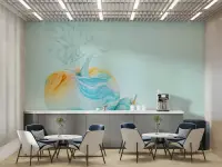 Abstract Swirling Pumpkin Watercolour Wall Mural