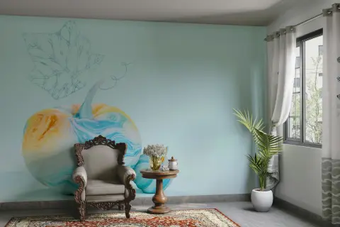 Abstract Swirling Pumpkin Watercolour Wall Mural