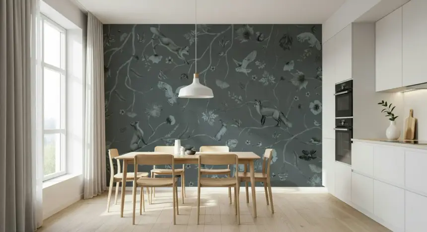 Whimsical Woodland Gray Wall Mural