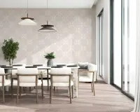 Soft Beige Geometric Arc Pattern Wallpaper