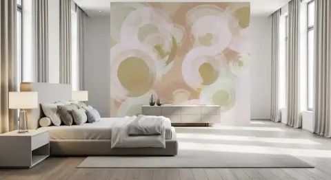 Soft Abstract Brushstroke Circles Wall Mural