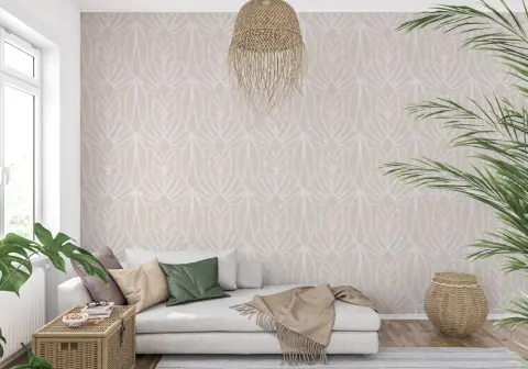Elegant Geometric Leaf Pattern Wallpaper