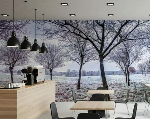 Frosted Winter Trees Landscape Wall Mural