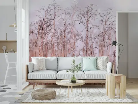 Frosted Pampas Grass Botanical Wall Mural