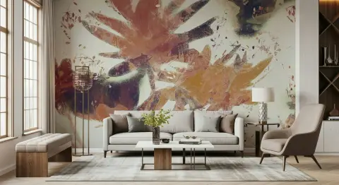 Earthy Abstract Botanical Wall Mural