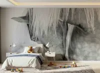 Serene White Horse Mane Photorealistic Wall Mural