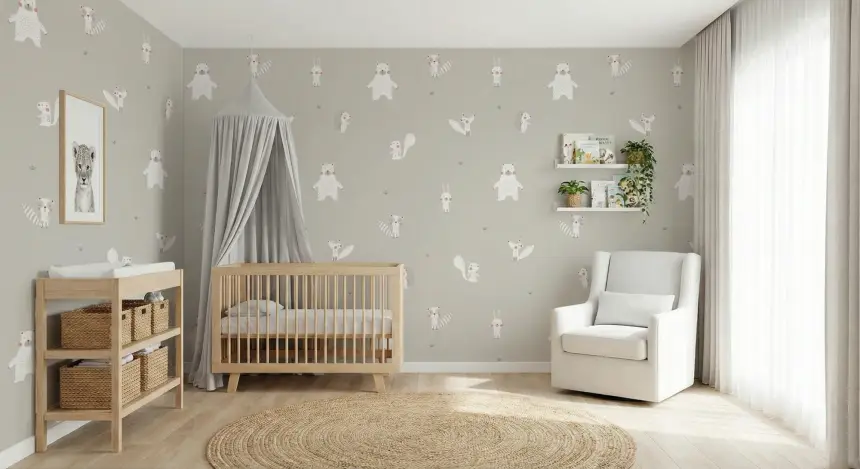 White Color Forest Animals Wallpaper