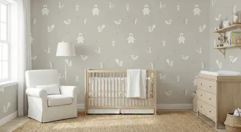 Playful Forest Animals Pattern Wallpaper for Kids Room