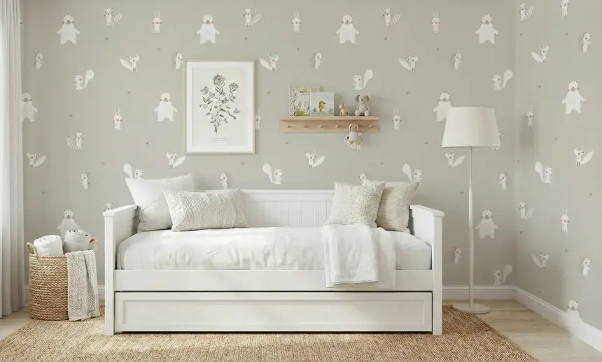 White Color Forest Animals Wallpaper