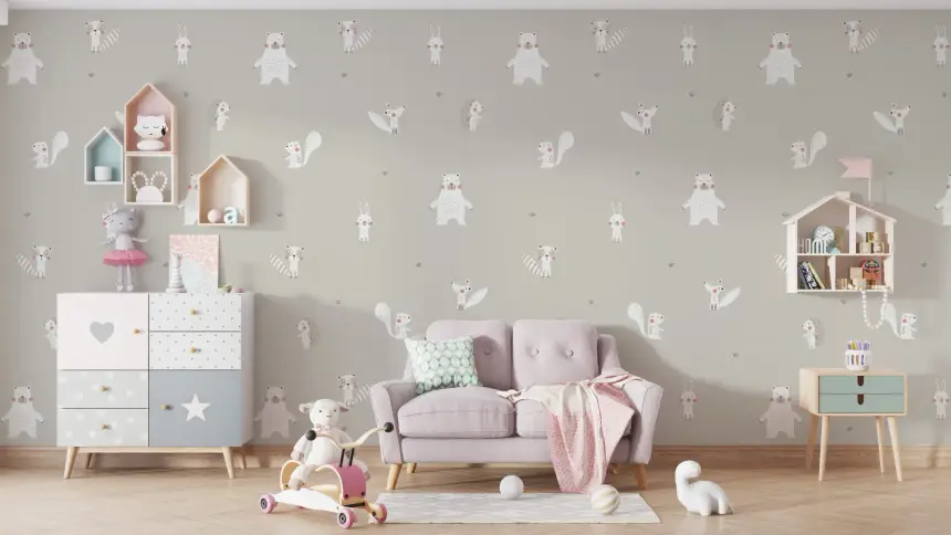 White Color Forest Animals Wallpaper